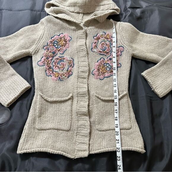 Julie Fagerholt, Heartmade Hooded Beige embellished Wool Angora Cardigan Size S - Picture 14 of 16